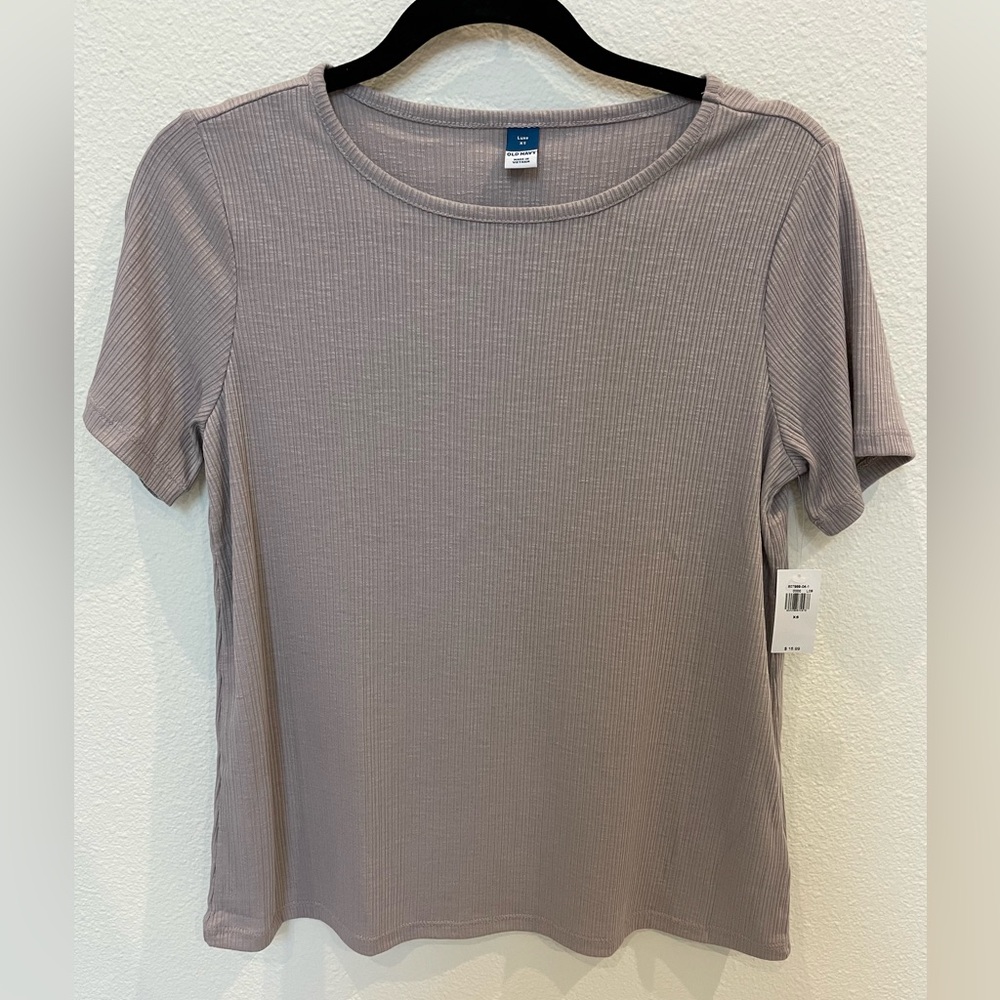 Old Navy Luxe Ribbed Short Sleeve Top - Gray